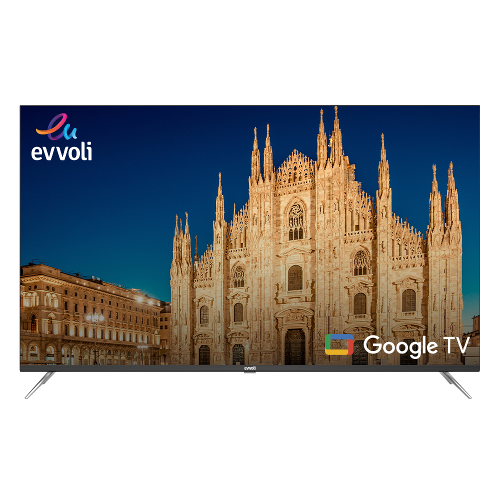 شاشة تلفازذكية من إيڤولي 4K بحجم، بنظام Google، بدقة Ultra HD، وتقنية QLED مع Dolby Atmos