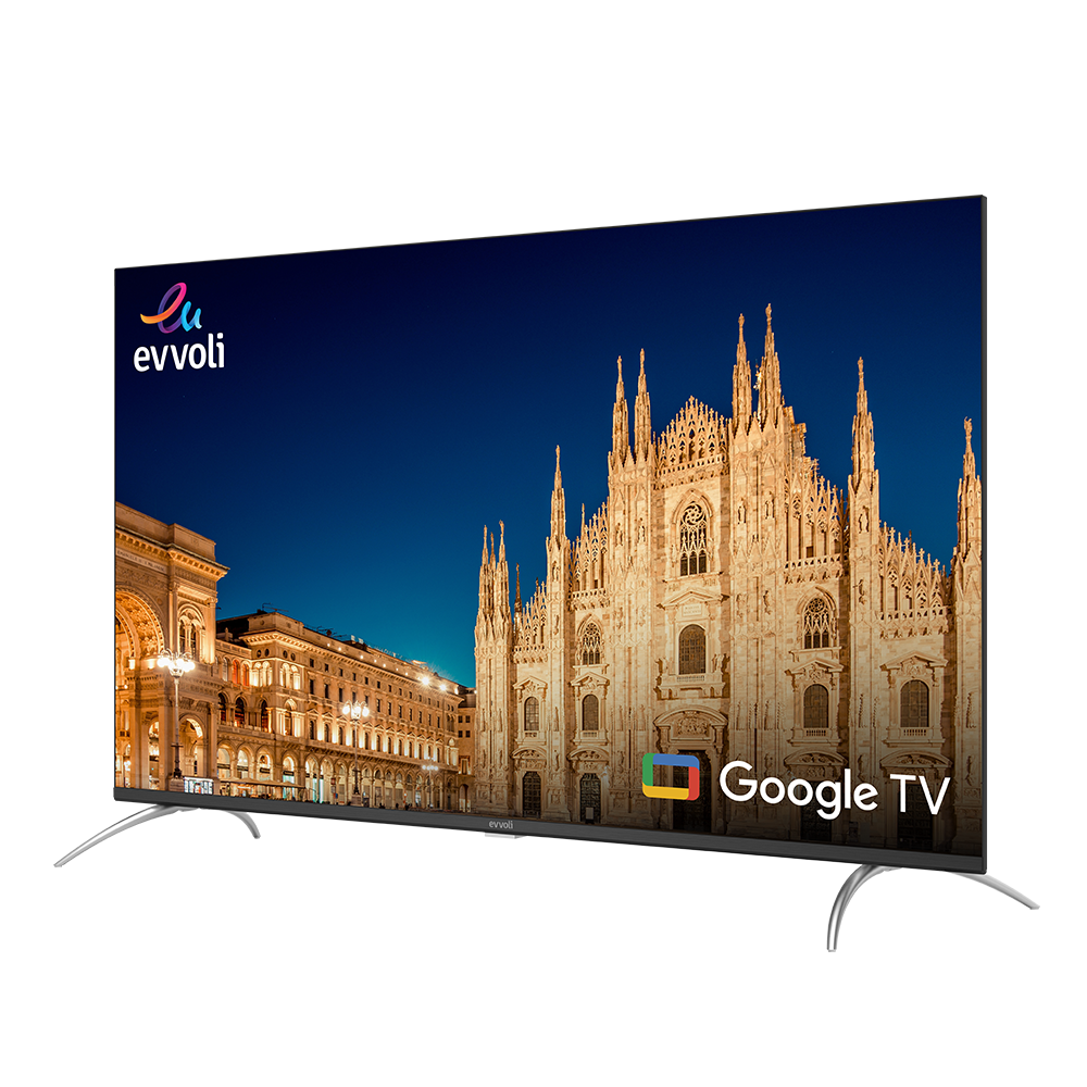 شاشة تلفازذكية من إيڤولي 4K بحجم، بنظام Google، بدقة Ultra HD، وتقنية QLED مع Dolby Atmos