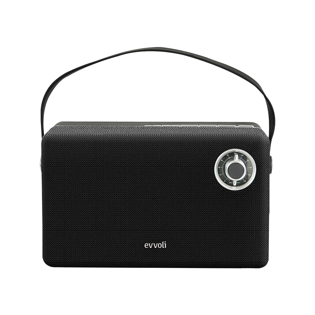 EVAUD-RB51B مكبر الصوت بلوتوث لاسلكي محمول بتصميم ريترو من إيڤولي بقوة 50 وات، اللون: أسود.