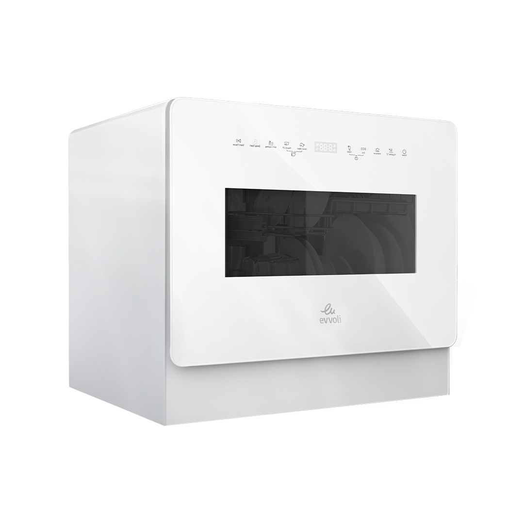 Evvoli Mini Table-top Portable Dishwasher with 5 Place Settings and 7 Wash Programs | 1590W