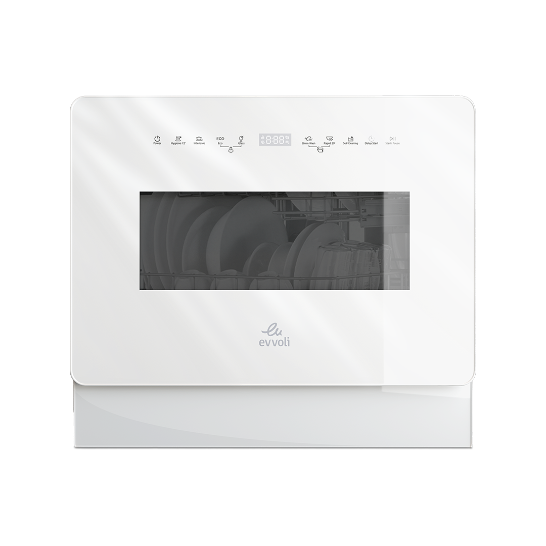 Evvoli Mini Table-top Portable Dishwasher with 5 Place Settings and 7 Wash Programs | 1590W
