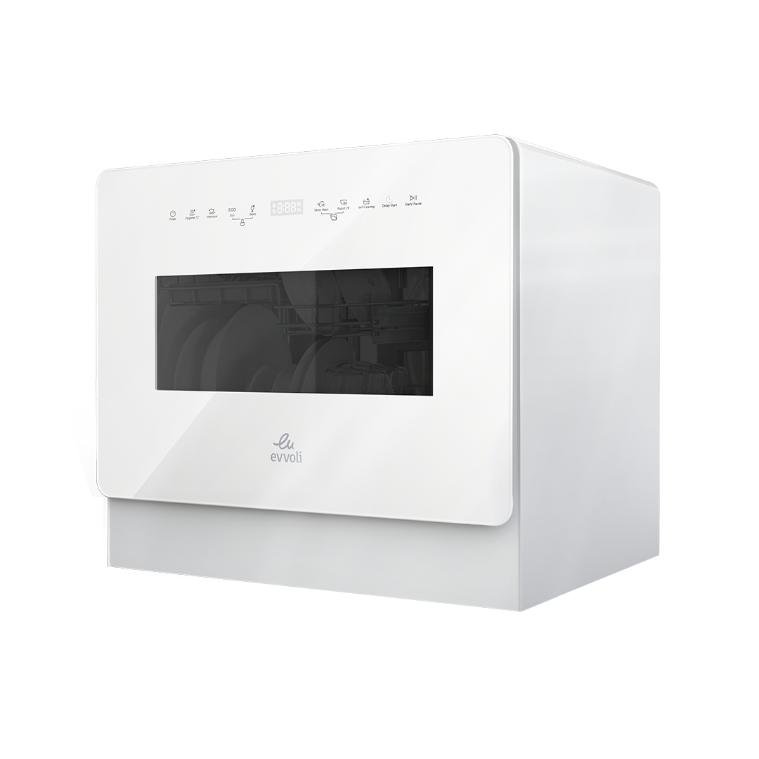Evvoli Mini Table-top Portable Dishwasher with 5 Place Settings and 7 Wash Programs | 1590W