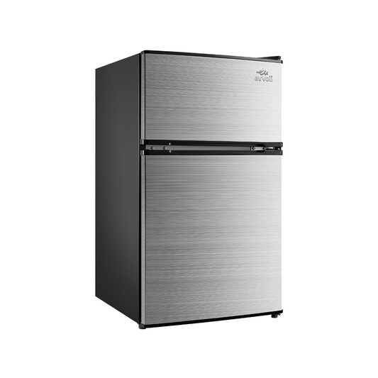 Evvoli Double-Door Mini Refrigerator with Defrost | 100L