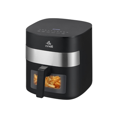 Evvoli Air fryer with 10 Preset Programs Transparent Window | 1500W | 6L