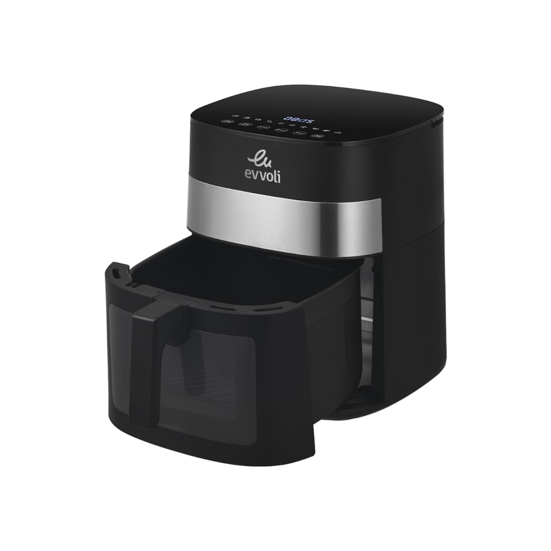 Evvoli Air fryer with 10 Preset Programs Transparent Window | 1800W | 8L