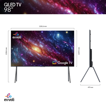 Evvoli 98 Inch 4K Ultra HD QLED Android Smart TV with Dolby Atmos | 60W