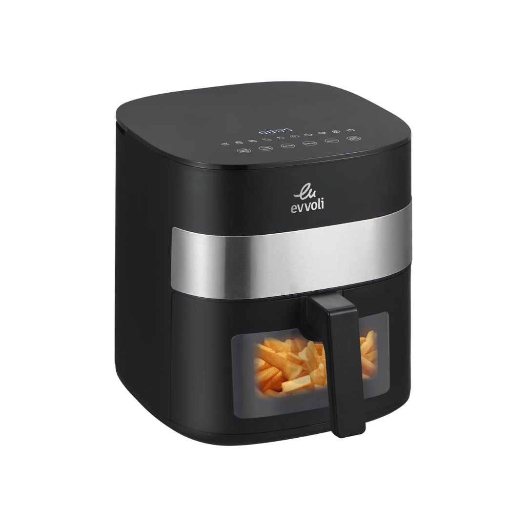 Evvoli Air fryer with 10 Preset Programs Transparent Window | 1500W | 6L