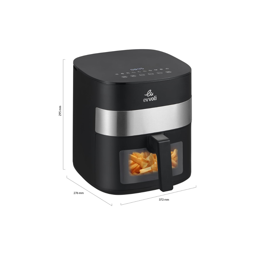 Evvoli Air fryer with 10 Preset Programs Transparent Window | 1500W | 6L
