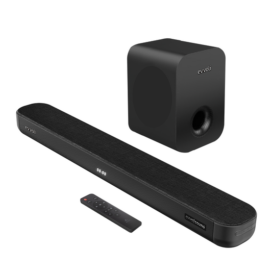 EVAUD-SB321B مكبر صوت من إيڤولي يحتوي على 2.1 قناة | لاسلكي Subwofer، بلوتوث، وشاشة عرض LED.