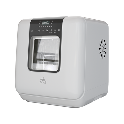 Evvoli Mini Table-top Portable Dishwasher with 3 Place Settings and 7 Wash Programs | 860W